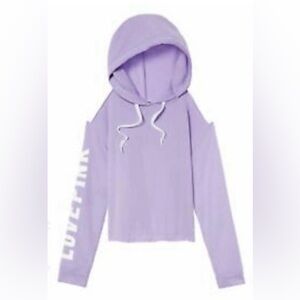 PINK VICTORIA’S SECRET Lilac Cold-Shoulder Hoodie Sweater